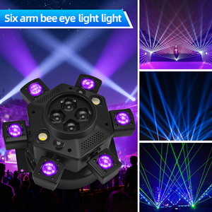 6 Kollu Hareketli Kafa Işığı 120W Sahne Işıkları RGBW 4'ü <span class=keywords><strong>1</strong></span> Arada Profesyonel <span class=keywords><strong>DJ</strong></span> Aydınlatma DMX512 Ses Aktifli Uzaktan Kumanda Disko İçin - Product Image 4