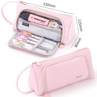 Sac à crayons Kawaii Grid Grande capacité Triangle Trousse à crayons Multi-compartiments Organisateur de bureau Pochette Mignon Papeterie Sac de rangement