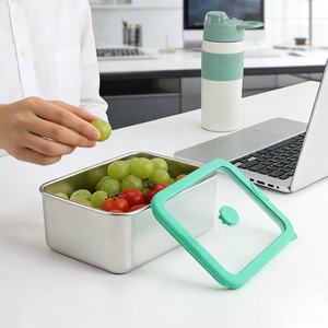 Stainless Steel Leakproof Food Storage Container <b>with</b> Glass <b>Lid</b>, Nested Lunch <b>Boxes</b> - Product Image 1