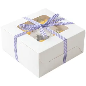Großhandel kunststoff verpackung geburtstag-Bulk billig benutzer definierte Größe Kuchen Box Geschenk verpackung Lieferant ganzen Verkauf Pappe Papier Geburtstag Griff Kunststoff bedeckt Kuchen Pop Box