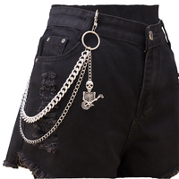 Chaîne à maillons en alliage personnalisée, motif crâne hip-hop, 50 cm, pour shorts en jean et jeans ornés, Yonger 2 cm/3,5 cm