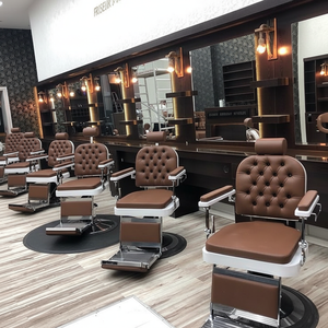 Muebles de madera auténtica modernos de lujo, silla de pedicura de Metal duradera con estilo, espejo de salón para Taller de barbería - Product Image 2