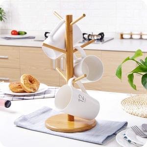 Glass Cup Rack Holder <strong>Wood</strong> Cup Stand Cup Organizer Bamboo <strong>Mug</strong> <strong>Tree</strong> - Product Image 6
