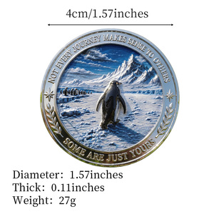 Moneta Commemorativa Ispirazionale a Tema Pinguino - Pinguino <span class=keywords><strong>Solitario</strong></span> del Ghiacciaio - Souvenir da Collezione in Metallo - Artigianato in Metallo - 'Be Yourself' - Product Image 4