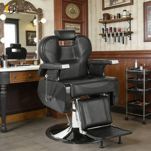 Sillas de Peluquería Cadeira De Barbeiro Profesional con Bomba Hidráulica Todo en Cuero Sintético Negro para Salón de Belleza y Barbería para Hombres - Product Image 1