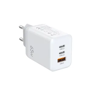 Christmas new arrivals Europe Standard BSCI 65W 2USB-C USB-A Quick fast Type C PD QC GRS GS CE ROHS GaN Wall Charger