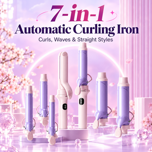 Rizador de Pelo Automático 7 en 1, Herramienta Eléctrica para Peinar el Cabello, Pantalla LCD con Indicador de Temperatura, Mini Rizador Calefactado para Uso Doméstico - Product Image 1