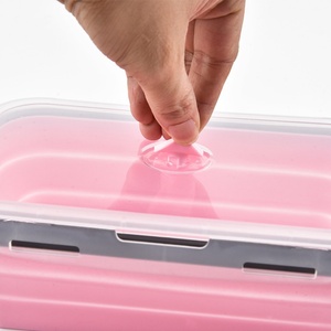 Silicone Foldable Lunch Box Set of 4 Pieces Food Container <b>Microwave</b> Oven Reusable Collapsible Food Storage Containers - Product Image 4