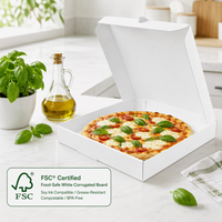 Boîte à pizza en carton ondulé blanc écologique en gros, personnalisable avec logo, boîte à emporter en papier robuste pour boulangerie et restaurant