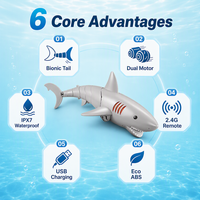 Mainan Robot Ikan Listrik dengan Remote Control 2.4G Tahan Air Mini Hiu Plastik untuk Dalam & Luar Ruangan Jangkauan 50m