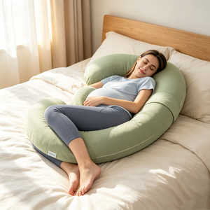 Almohada de embarazo de silicona larga con logo impreso personalizado, tacto frío, cojín de maternidad de látex natural, venta al por mayor de fábrica en stock - Product Image 1