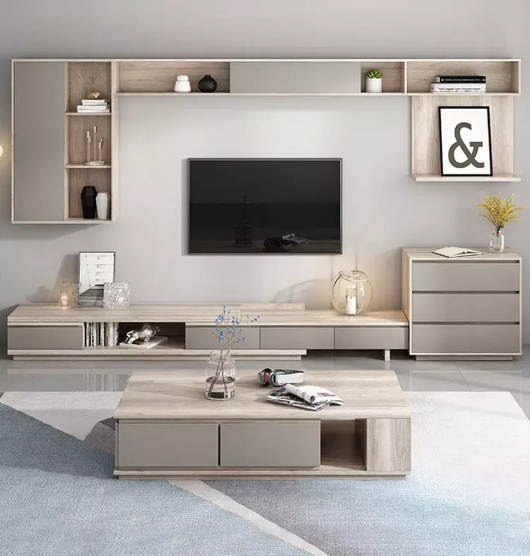 Modern Wooden Melamine Tall TV Console Cabinet Office TV Stand Cabinets Big Home Living Room Furniture Cabinet