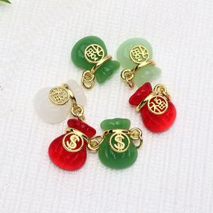 JS2121 18k Gold Plated Green White Red Dollar Sign Money <strong>Bag</strong> <strong>Charms</strong> Pendants,Money <strong>Bag</strong> <strong>Charm</strong> for DIY Jewelry Making Supply - Product Image 2