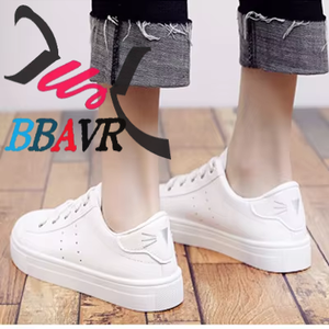 Vente en gros de baskets décontractées pour filles, chaussures plates en PU blanches pour femmes - Product Image 5