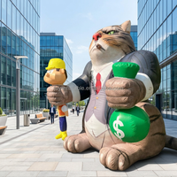 Géant gonflable de chat tabby avec cigare, sac d'argent et signe dollar, direct usine, pour déguisement de patron ou ouvrier du bâtiment amusant, idéal pour événements extérieurs