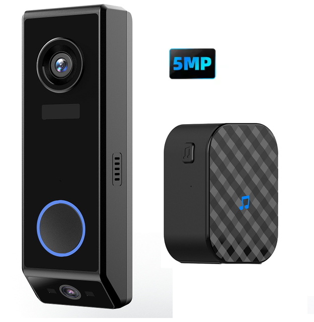 Doorbell Camera 5MP WIFI 190 Degree Head to Toe Video Door Phone with Dual Lens Camera Two Way Audio Motion Detection