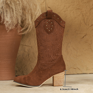 <span class=keywords><strong>Stivali</strong></span> 2024 Vintage in pelle scamosciata da <span class=keywords><strong>Cowboy</strong></span> occidentale da donna Retro a punta a forma di V Slim tacco grosso fino al ginocchio lungo invernale per donna - Product Image 5