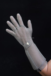 Guantes anticorte de malla metálica de 8cm, 15cm, 20cm con puño largo para carnicería e industria alimentaria, de acero inoxidable - Product Image 2