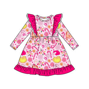 Preordine Vestito Natalizio per Bambine con Babette e Volant, Abito Invernale alla <span class=keywords><strong>Moda</strong></span> per Bambini, Personalizzabile, Lunghezza al Ginocchio - Product Image 5