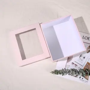 Cajas de papel de cartón de regalo con tapa transparente de nuevo diseño para regalos de cumpleaños y bodas