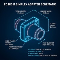 Dayanıklı Tek Modlu FC - FC Fiber Optik Adaptör, Büyük D Metal Flanşlı, Telekom için Simpleks Dişli Bağlayıcı