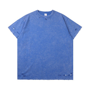 T-shirt en batik de style américain old school pour hommes, 300g, lavage lourd, tricoté, ample, manches courtes, t-shirt d'Halloween - Product Image 3