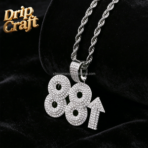 จี้ตัวเลขฮิปฮอป <span class=keywords><strong>88</strong></span> ชุบทองคำแท้ด้วยเซอร์โคเนียมเต็มตัว สำหรับผู้ชายและผู้หญิง เครื่องประดับแฟชั่นสั่งทำได้ - Product Image 2