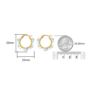 Pendientes de Aro Chapados en Oro con Cuentas de Cristal de 25 mm, Minimalistas, para Uso Diario de Mujer - Product Image 1