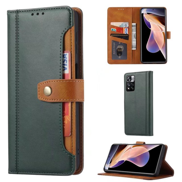 New Foldable Calf PU Leather Case Multi Card-slot Wallet Case for Redmi Note11Pro 4G/5G