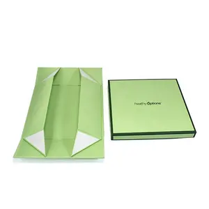 Custom Logo Green Printed Luxury Magnetic Gift Foldable Large Packaging Wedding Dress Candy Clothing Box