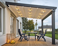 Pergola électrique rétractable de style moderne avec toit en PVC et structure en aluminium, télécommande incluse, idéale pour balcon, restaurant, villa, jardin
