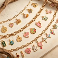 Charmes « Meilleure maman » pour la fabrication de bijoux |   Pendentif en émail citron en forme de ballon, en acier inoxydable plaqué or 24 carats, avec boîte cadeau et motif chapeau de soleil parapluie