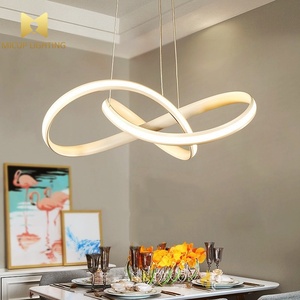 Lustre double anneau en silicone, style nordique minimaliste, design créatif américain, luxe léger, pour restaurant, cuisine, salon et chambre - Product Image 6