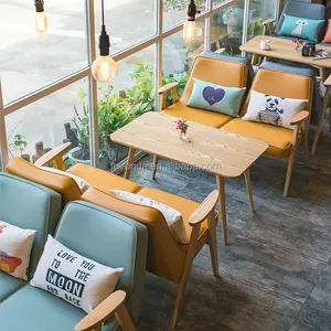 Meubles de restaurant de restauration rapide de style nordique café banquette restaurant table et chaise d'intérieur canapé de cabine S036