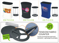 Comptoir d'exposition promotionnel en tissu tendu pour salon professionnel avec éclairage LED, facile à retourner, en vente