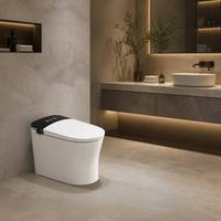 WC intelligent avec télécommande, siège chauffant, cuvette allongée en céramique, double chasse d'eau, siphon en P/S
