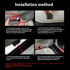 Nguồn nhà máy điều khiển từ tính LED CỬA chiếu đèn dây miễn phí Chào mừng thay đổi laser trang trí điều kiện cửa xe mới - Product Image 4