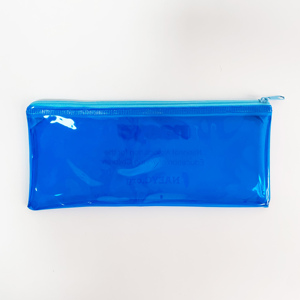 Custom Logo Clear PVC Zipper Pouch Translucent Plastic Stationery Ziplock <b>Bag</b> Cosmetics <b>Packing</b> Blue Zipper <b>Bag</b> for Shopping - Product Image 3