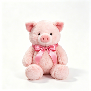 Customized Pink pig plush with pink bow, Stuffed pig toy, Cute pig plushie, Pink pig stuffed animal - Product Image 1