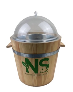 Seau en bois massif peint avec couvercle, support de rangement et étagère - Design personnalisable pour la décoration de la maison - Product Image 4