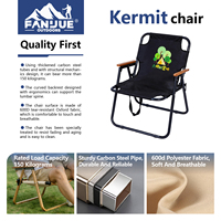 Chaise de camping pliable portable classique Kermit avec structure en bois massif pour bord de rivière, jardin, brunch, logo personnalisé, agent de vente au détail pour l'importation locale