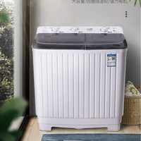 Machine à laver à double cuve à commande manuelle avec panneau en anglais, chargement par le haut, pulsateur