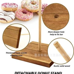 Support à donuts en bois, base carrée, empilable, pour pâtisserie, présentation de pain, mariage - Product Image 2