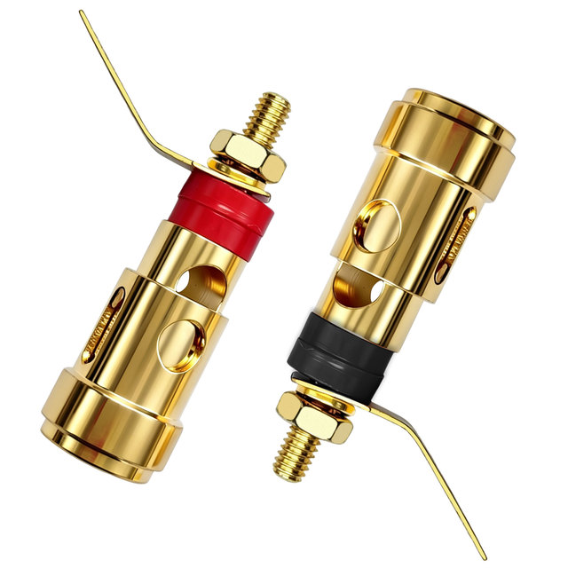 Large Gold-Plated Pure Copper Speaker Binding Post, Press Spring Type Banana Jack Terminal for Amplifier Speaker