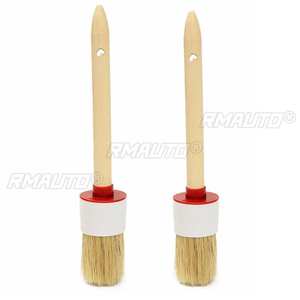 Kit de brosses de nettoyage automobile en poils de sanglier naturels, poils doux, pour pneus, jantes, tableau de bord et accessoires extérieurs - Product Image 1