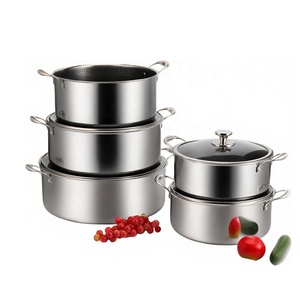Çeşitli Boyutlarda Yapışmaz Yüzeyli Çift Taraflı İşlemeli Paslanmaz Çelik Büyük Çorba ve Et Suyu Tencereleri Çorba Tencereleri Seti - Product Image 4
