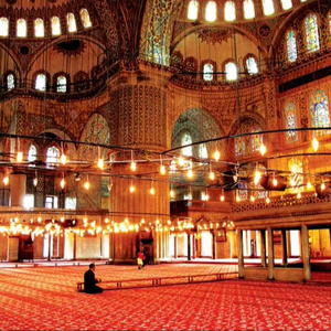 Tappeto da Preghiera Musulmano e Tappeto in Nylon Lavabile a Macchina Axminster per Moschea e Chiesa, Blu - Product Image 4