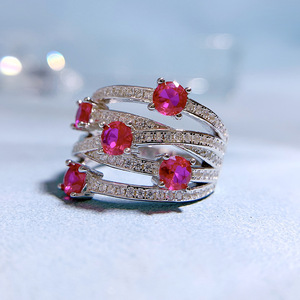 Nhà Sản Xuất Bán Nhẫn Bạc 925 Mới Trực Tiếp, Phổ Biến, Nhẹ Và Sang Trọng, Nhẫn Hình Học Chéo, Nhẫn <span class=keywords><strong>Ruby</strong></span>, - Product Image 4