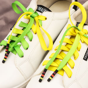 Tali Sepatu Sneaker dengan Logo Cetak Kustom, Gradasi Kuning-Hijau, Poliester, Datar, dengan Ujung Logam - Product Image 5