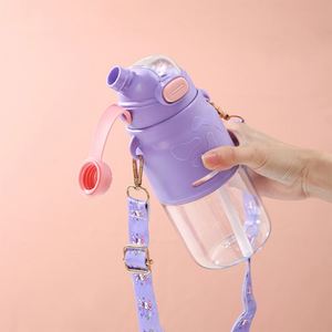 Botella de Agua Personalizada de 750 ml con Forma de Dibujo Animado, con Pajita, Portátil, con Correa para el Hombro, para el Verano - Product Image 3